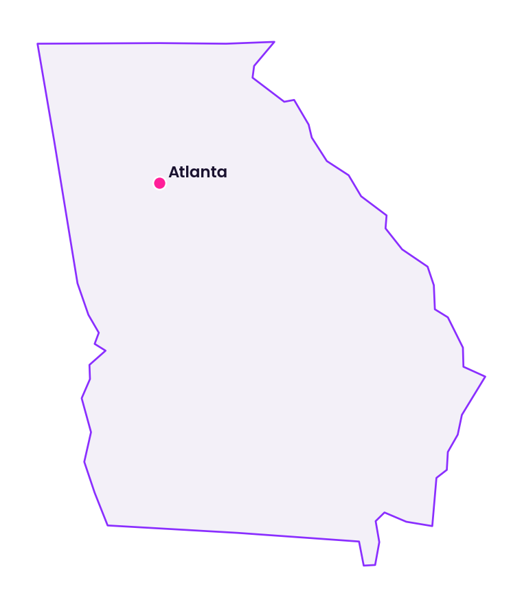 Map of Georgia showing the location of Atlanta