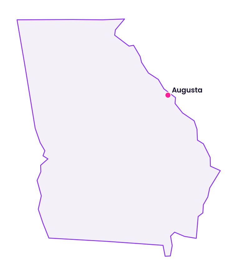 Map of Georgia showing the location of Augusta