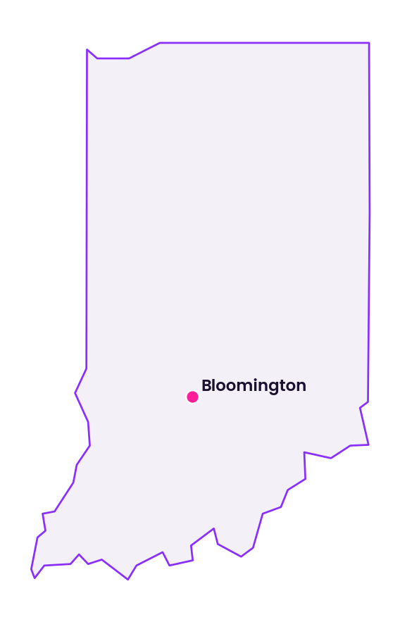Map of Indiana showing the location of Bloomington
