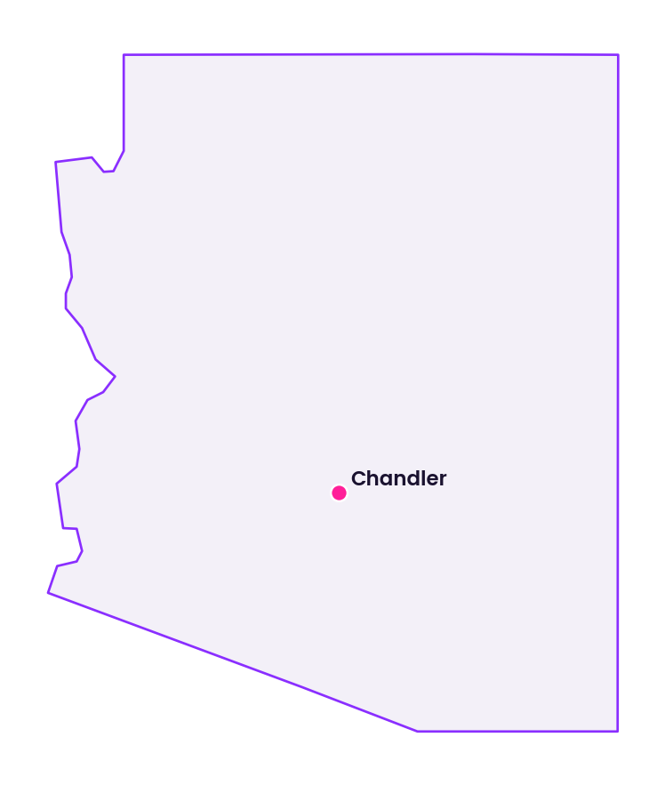 Map of Arizona showing the location of Chandler