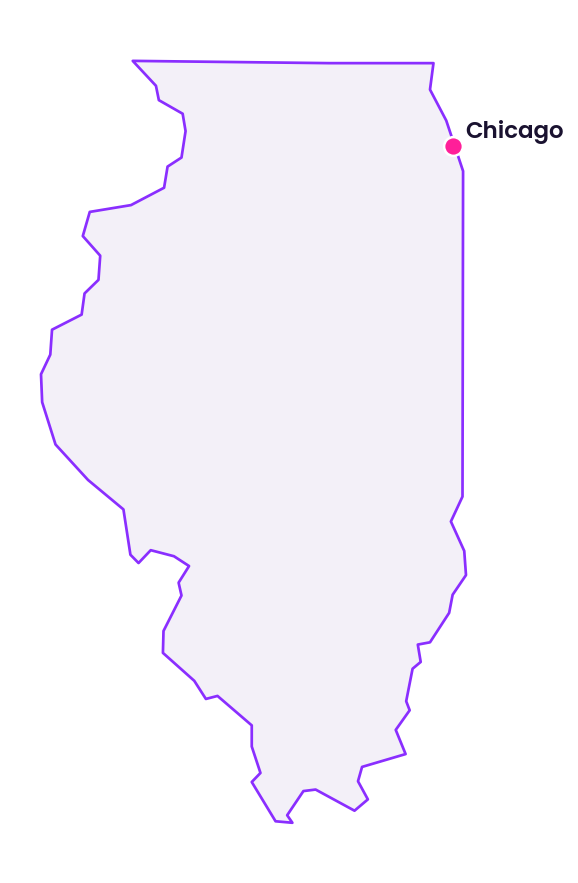 Map of Illinois showing the location of Chicago