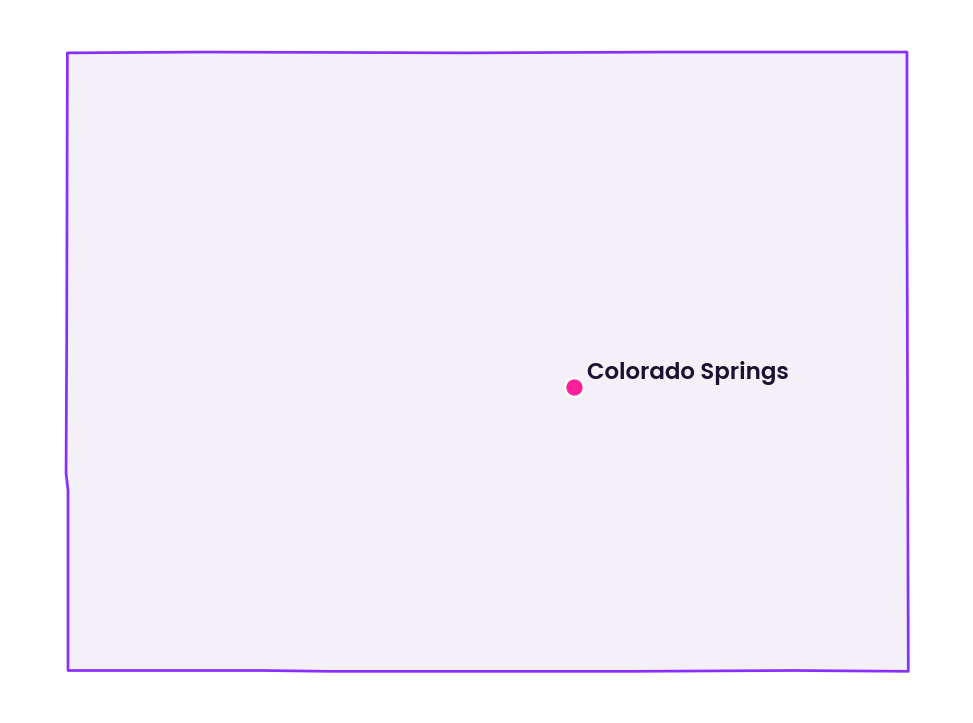 Map of Colorado showing the location of Colorado Springs