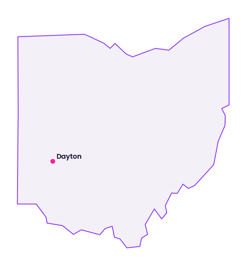 Map of Ohio showing the location of Dayton