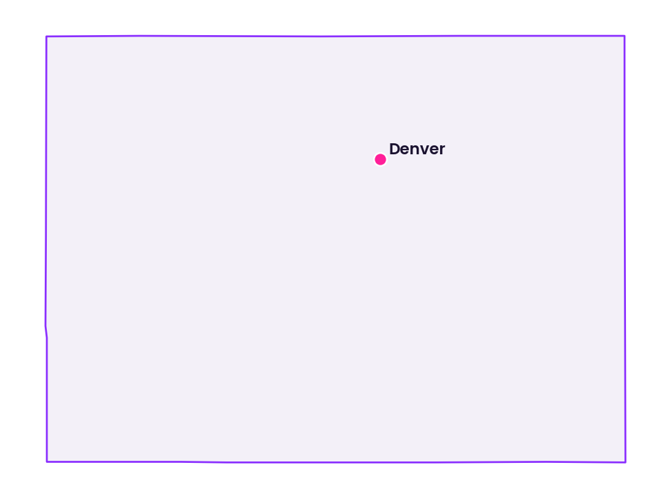 Map of Colorado showing the location of Denver
