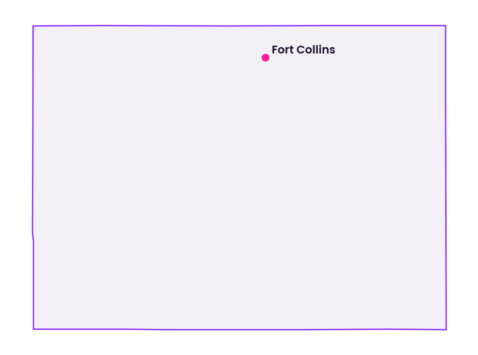 Map of Colorado showing the location of Fort Collins