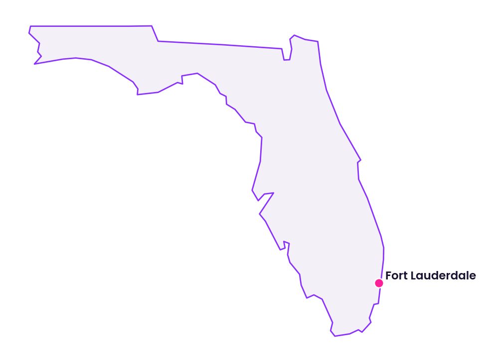 Map of Florida showing the location of Fort Lauderdale