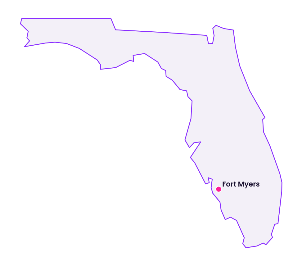 Map of Florida showing the location of Fort Myers