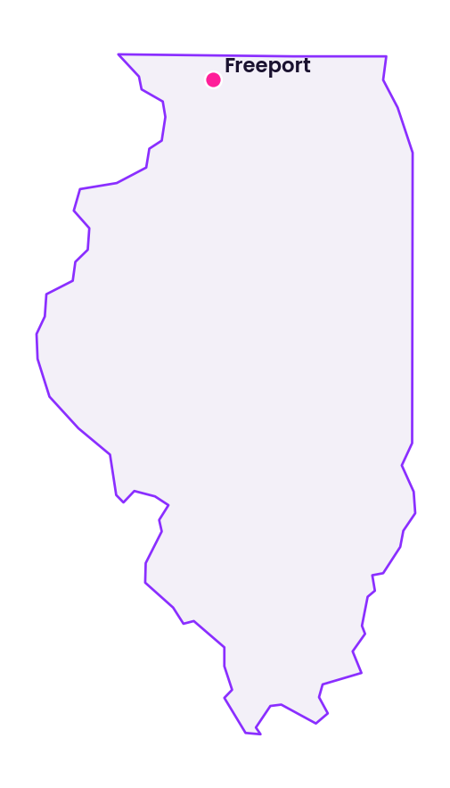 Map of Illinois showing the location of Freeport