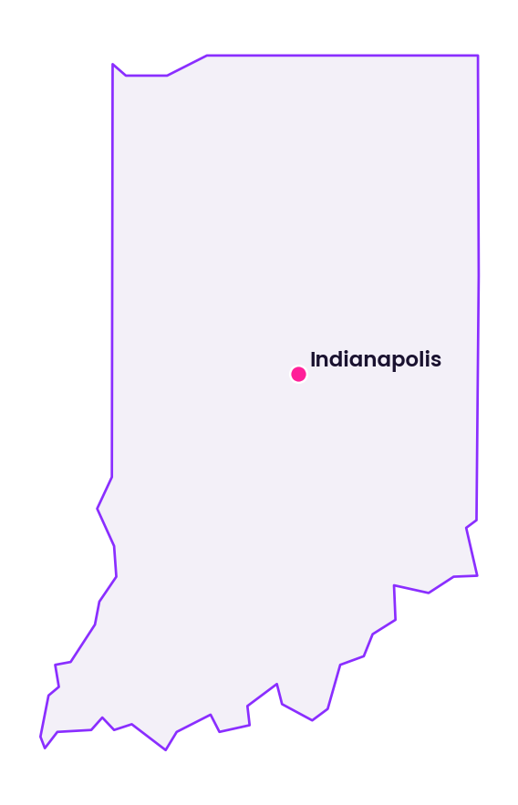 Map of Indiana showing the location of Indianapolis
