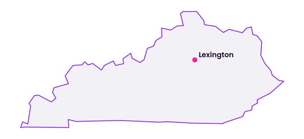 Map of Kentucky showing the location of Lexington