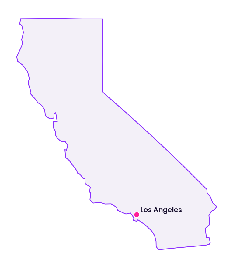 Map of California showing the location of Los Angeles
