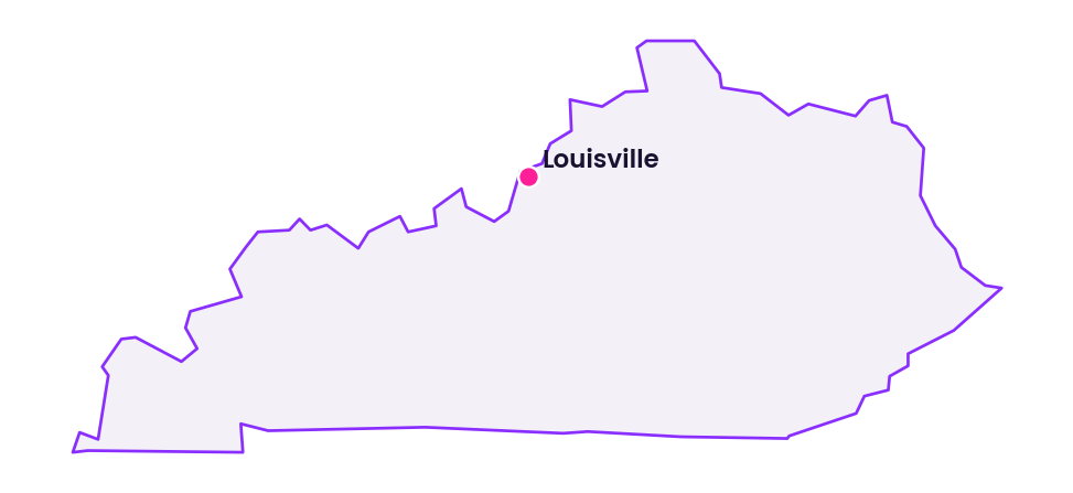 Map of Kentucky showing the location of Louisville