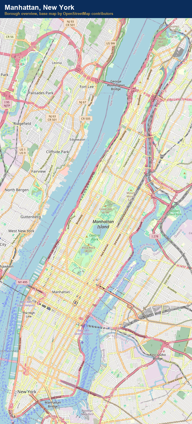 Map of Manhattan, New York