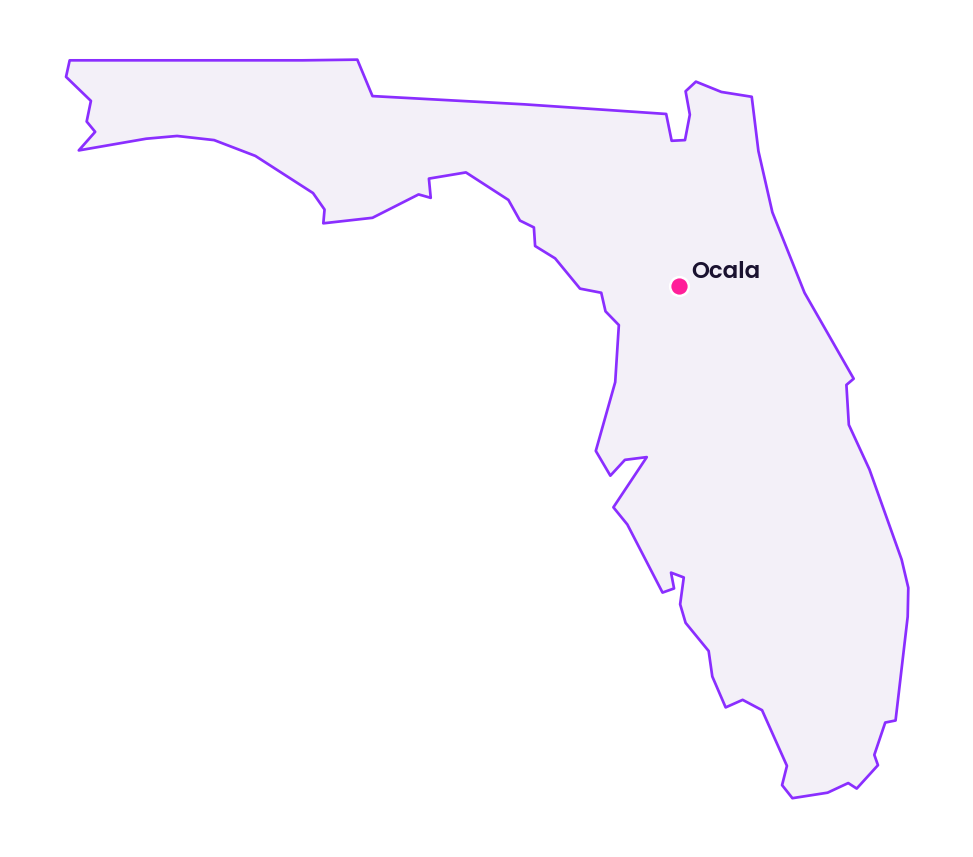 Map of Florida showing the location of Ocala