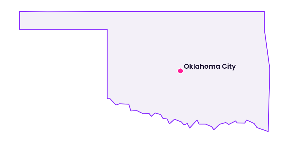 Map of Oklahoma showing the location of Oklahoma City