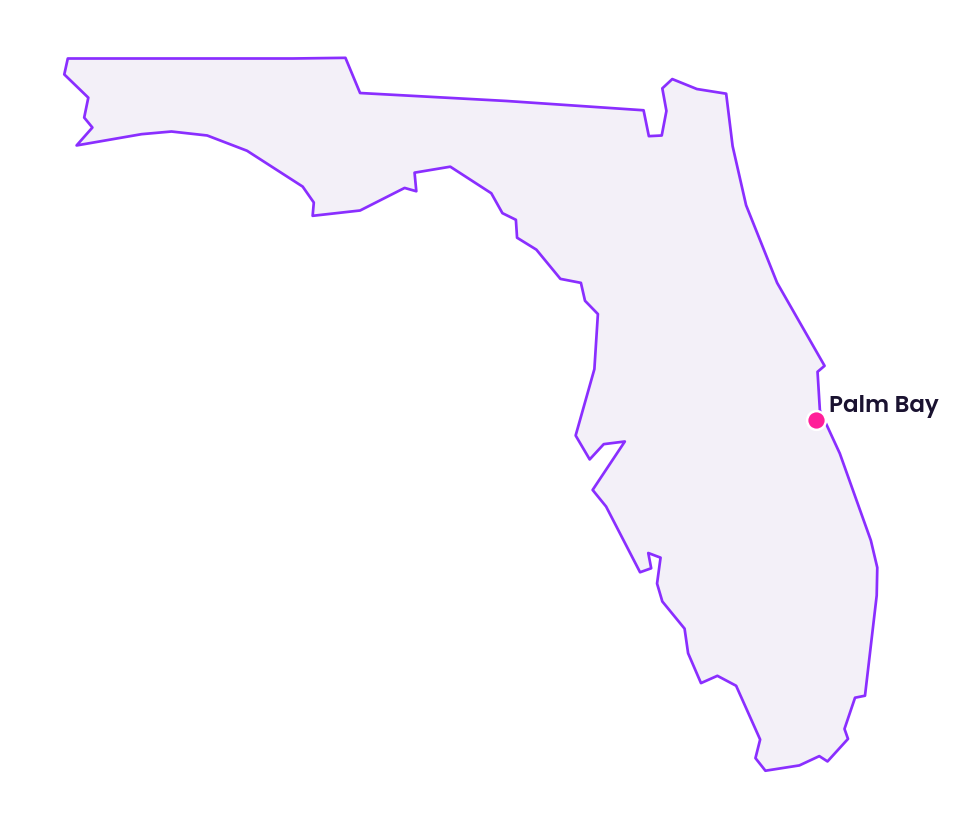 Map of Florida showing the location of Palm Bay