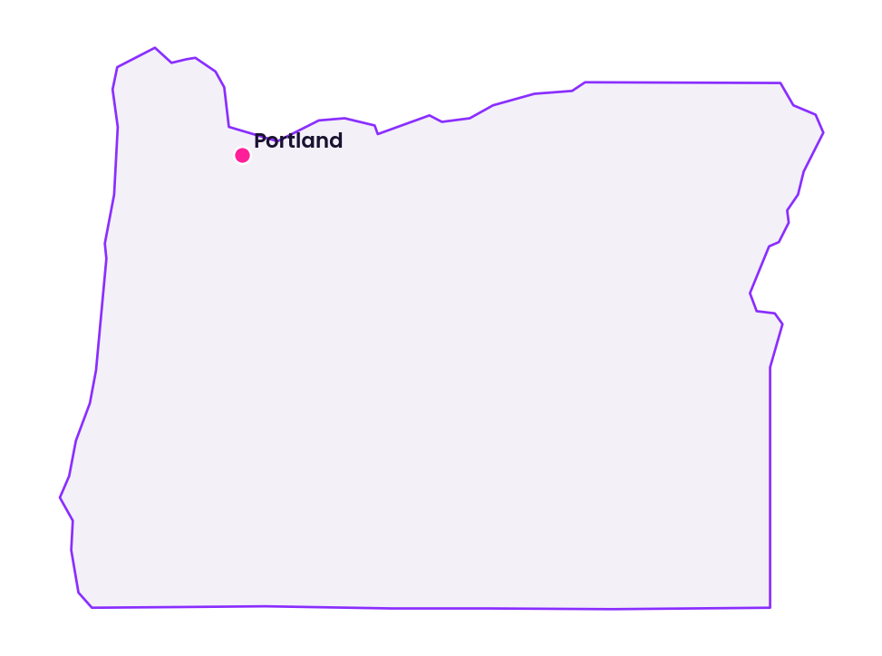 Map of Oregon showing the location of Portland