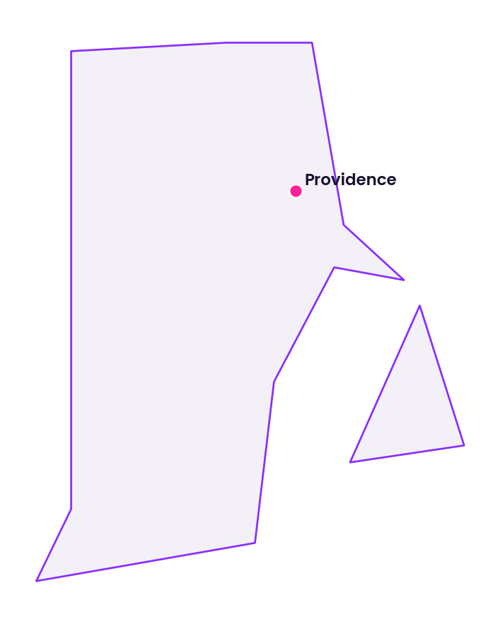 Map of Rhode Island showing the location of Providence