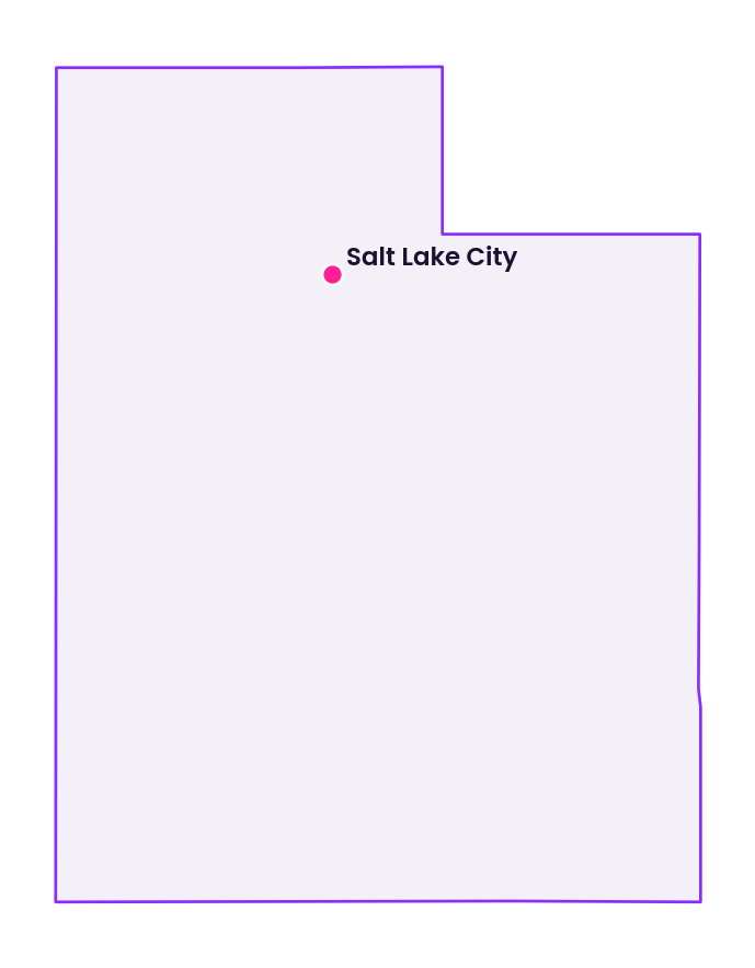 Map of Utah showing the location of Salt Lake City