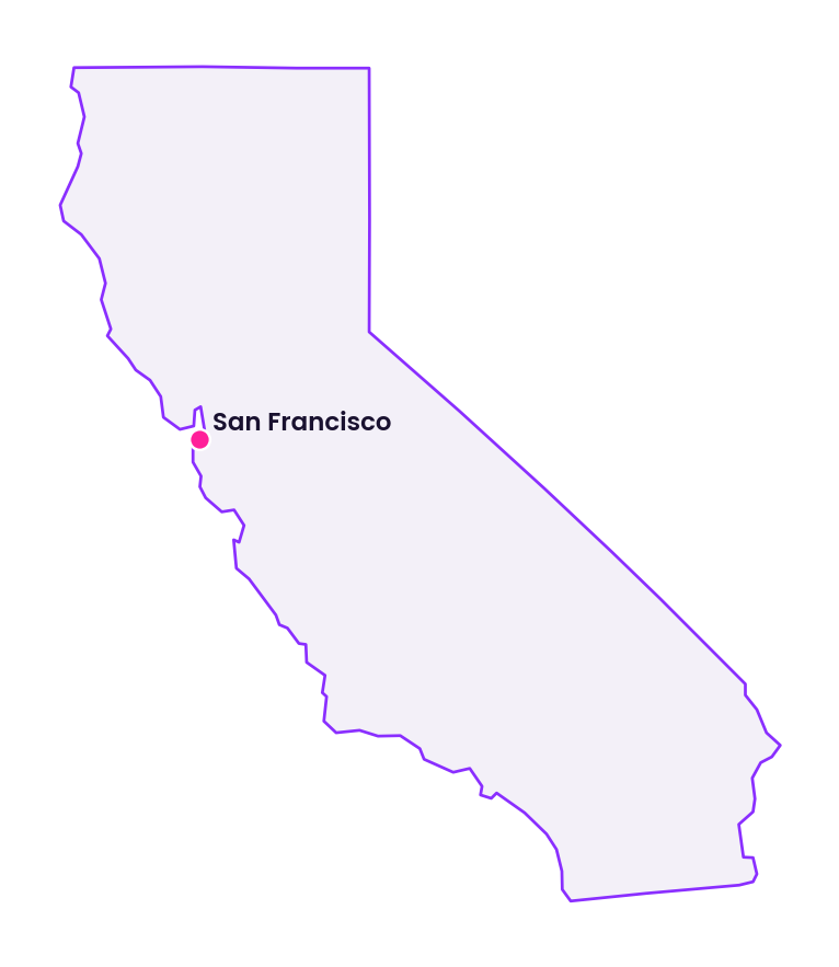 Map of California showing the location of San Francisco