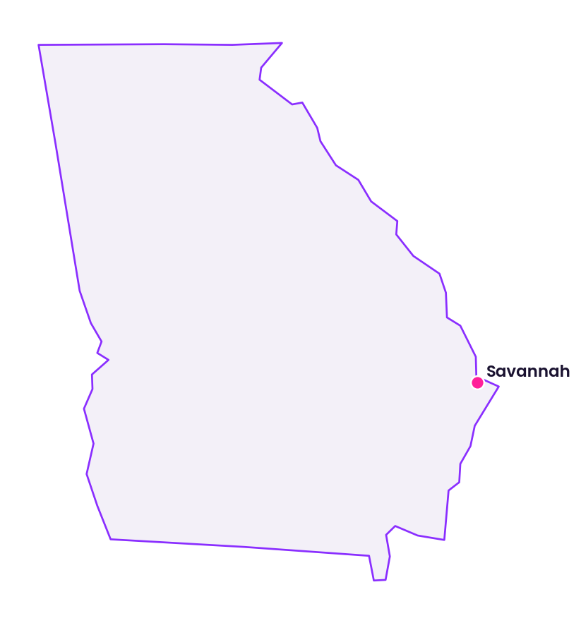 Map of Georgia showing the location of Savannah