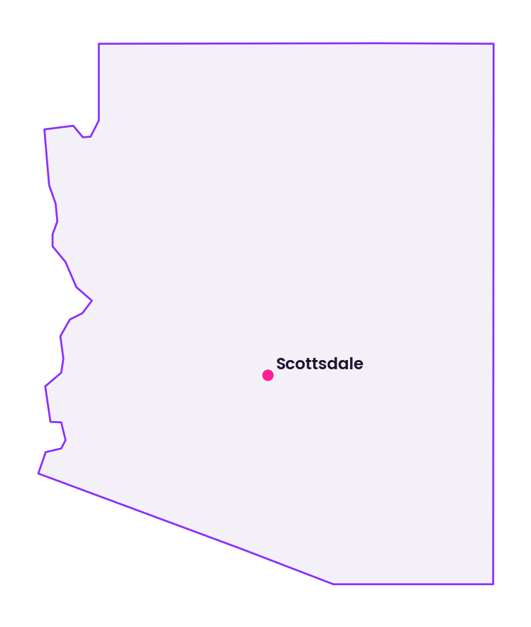 Map of Arizona showing the location of Scottsdale