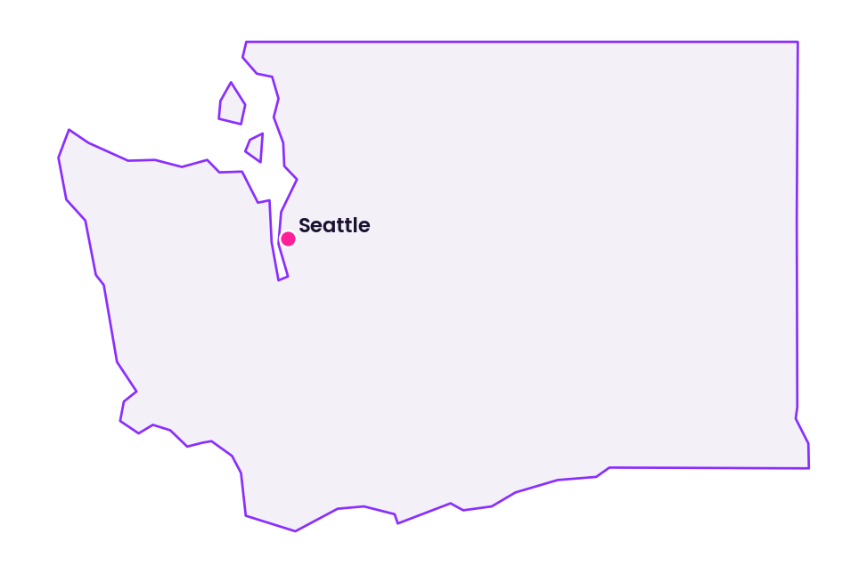 Map of Washington showing the location of Seattle