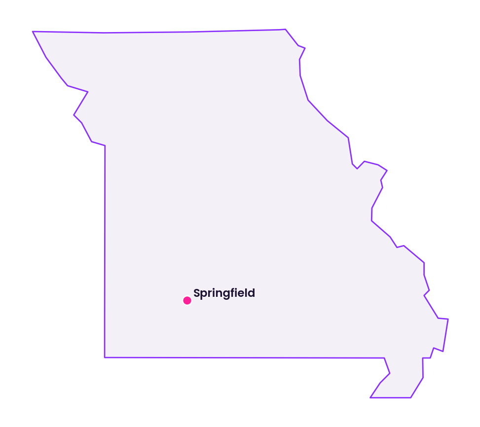 Map of Missouri showing the location of Springfield