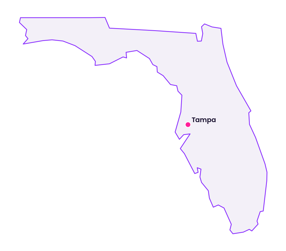 Map of Florida showing the location of Tampa