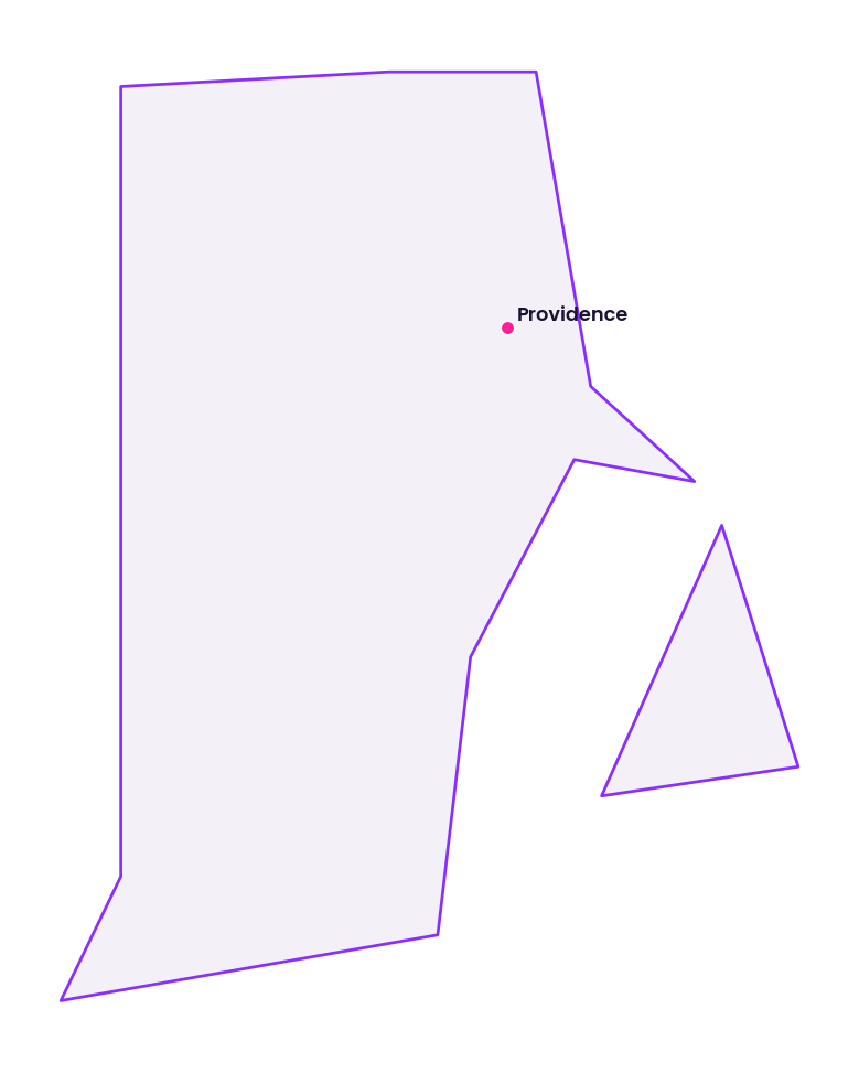 Map of Rhode Island showing the cities discussed in this review